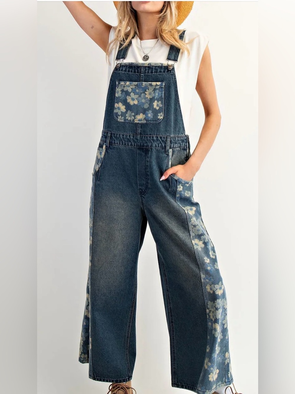 NWT MADEPANTS ORIGINALS Flower Denim Overalls